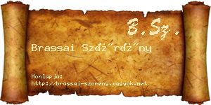Brassai Szörény névjegykártya